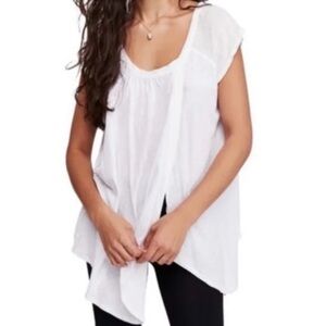 Free People Women's White Asymmetrical Flowy Top